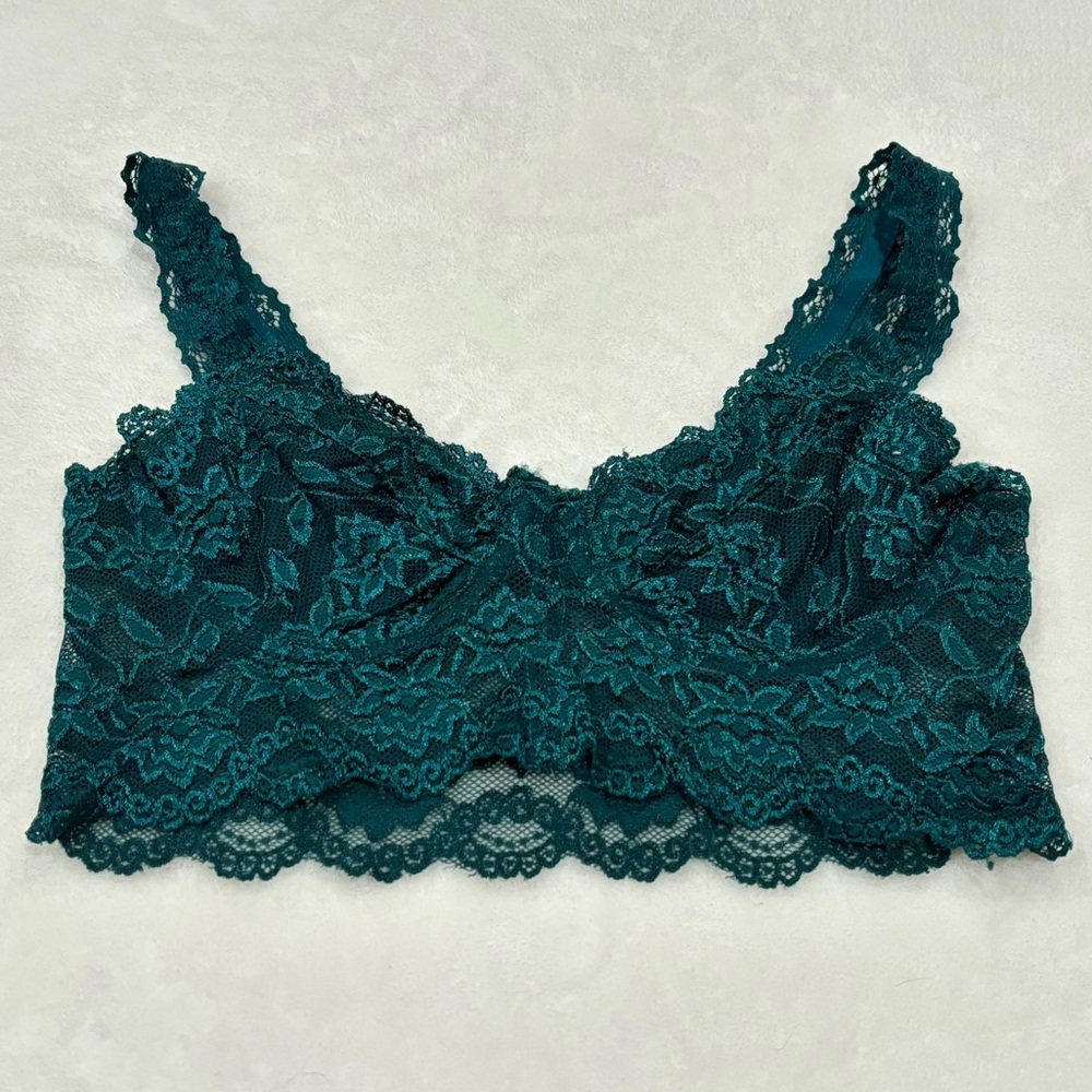 FOREVER 21 Women’s Lace Lingerie Bralette Bra w/ Underwire - teal, size S